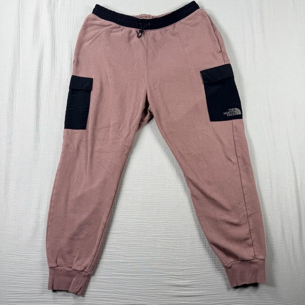 Y2K North Face Mens Joggers Mauve Size Medium Cargo Fleece Pants‎ A7UOC Fade